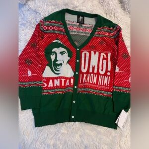 NWT Elf Christmas Buddy the Elf ugly sweater cardigan S,M,L,XL,XXL